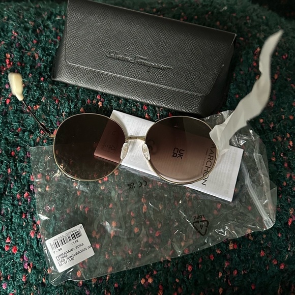 Ferragamo SF299S 60mm Round Sunglasses NWT Full Set Gold/Brown Rare main image 8